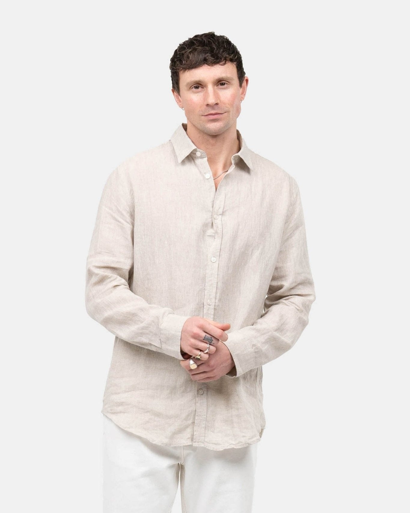 Langærmet Hørskjorte Beige | Skagen - clothing.dk